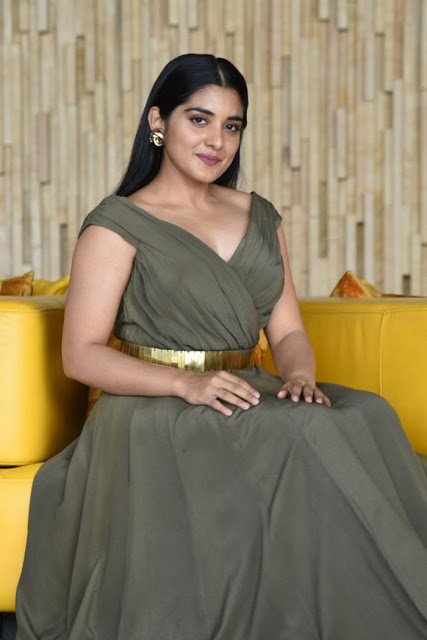 Nivetha Thomas In Green Gown At Telugu Movie Grand Success Meet 14